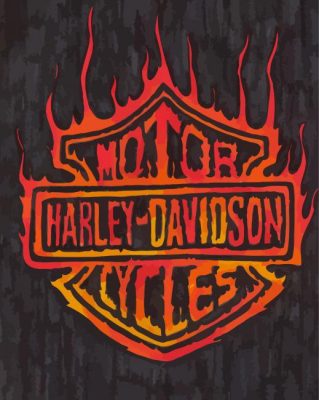 Fire Harley Davidson Logo Art Paint By Numbers