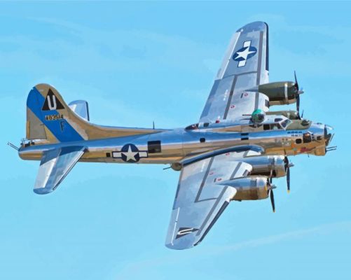 Grey B17 Airplane Paint By Numbers