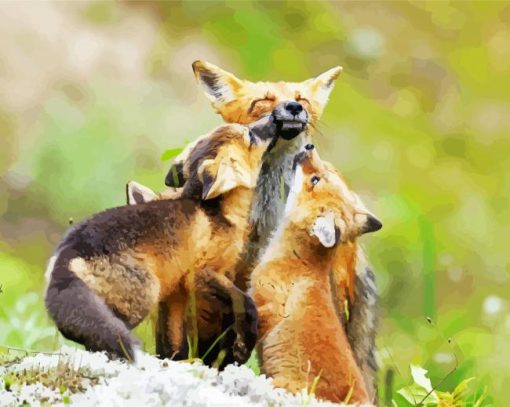 Happy Fox Family Paint By Numbers