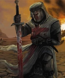 Knight Templar With Sword Art Paint By Numbers
