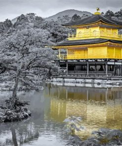 Monochrome Golden Palace Japan Paint By Numbers