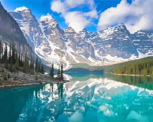 Mountains Lake Louise Water Reflection Paint By Numbers