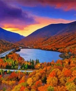 New England In The Fall Foliage Landscape Paint By Numbers