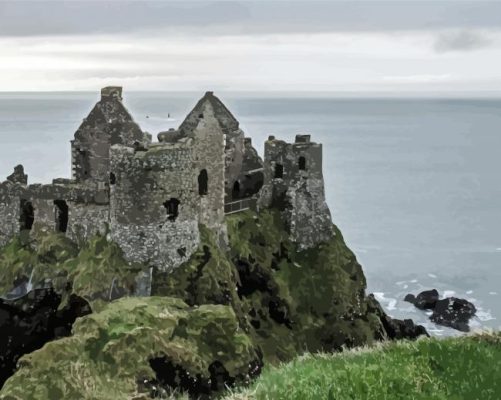 Old Ruins Seascape Castle Paint By Numbers