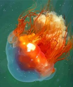Orange Big Jellyfish Paint By Numbers