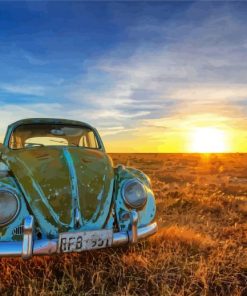 Rusty VW Car Sunset Paint By Numbers