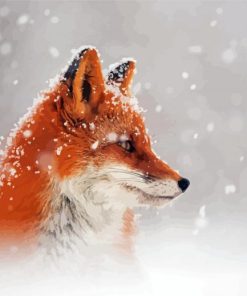 Side Profile Fox In Snow Paint By Numbers