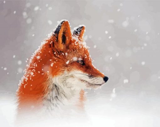 Side Profile Fox In Snow Paint By Numbers