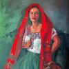 Spanish Lady With Red Scarf Paint By Numbers