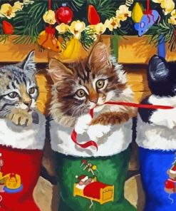Adorable Cats In Stockings Paint By Numbers