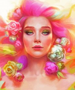 Aesthetic Lady And Flowers Paint By Numbers