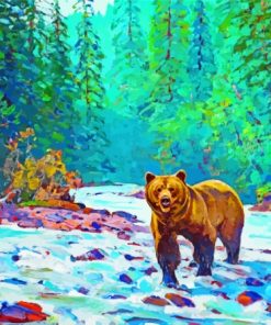 Bear By Stream Paint By Numbers