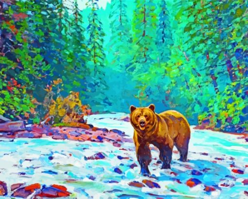 Bear By Stream Paint By Numbers