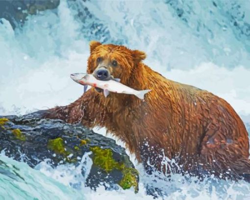 Bear Fishing Paint By Numbers