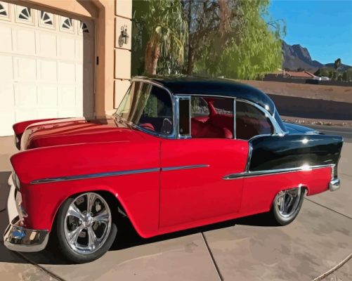 Black And Red 55 Chevrolet Paint By Numbers