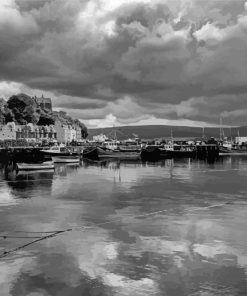 Black And White Tobermory Harbour Paint By Numbers