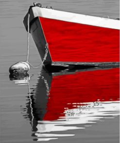 Black And White Red Boat Paint By Numbers