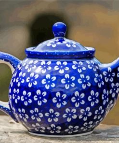 Blue Floral Polish Teapot Paint By Numbers