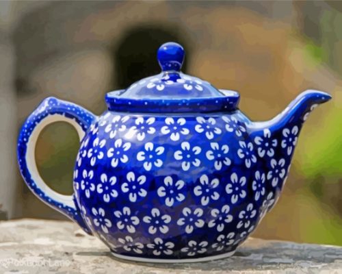 Blue Floral Polish Teapot Paint By Numbers