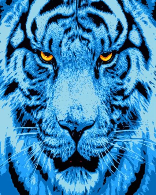 Blue Tiger Head Art Paint By Numbers