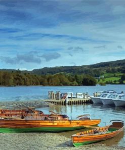 Boats In Coniston Water Lake Paint By Numbers