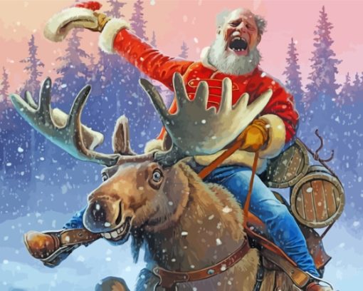 Christmas Elk And Santa Paint By Numbers