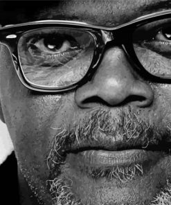 Close Up Black And White Samuel L Jackson Paint By Numbers