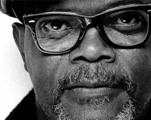 Close Up Black And White Samuel L Jackson Paint By Numbers