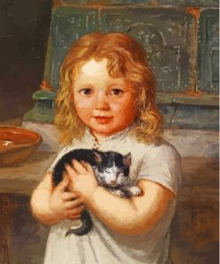 Cute Child And Kitten Paint By Numbers