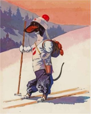 Dog Skiing In Snow Paint By Numbers