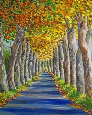 Fall Alley Trees Paint By Numbers