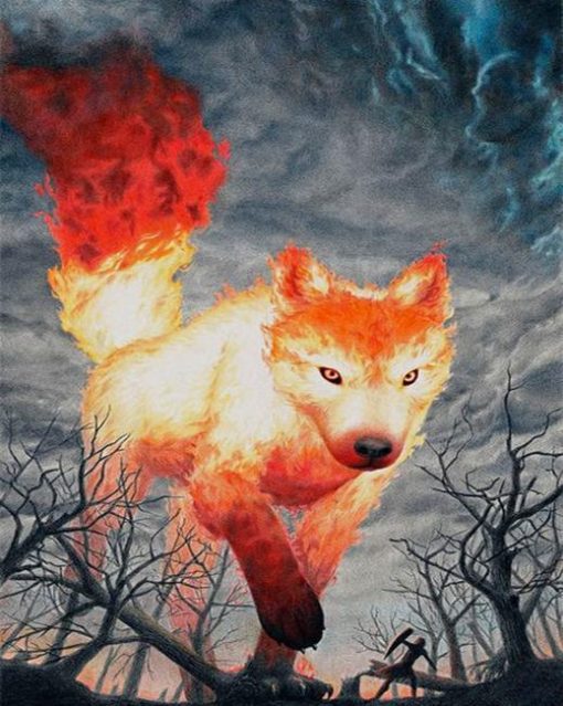 Fantasy Fire Dog Paint By Numbers