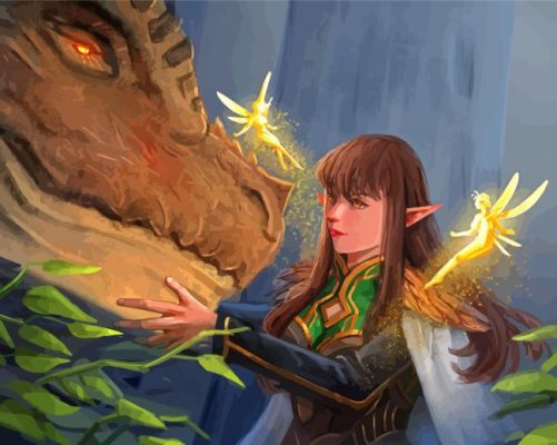 Fantasy Elf And Dragon Paint By Numbers