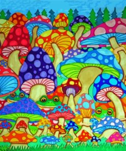 Frogs And Mushrooms Paint By Numbers