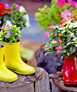 Gumboots And Flowers Paint By Numbers