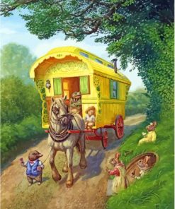 Gypsy Horse Wagon With Animals Paint By Numbers
