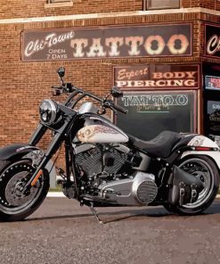Harley Davidson Fat Boy Motorcycle Paint By Numbers