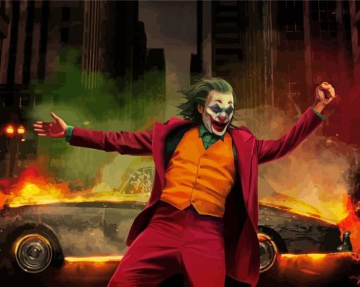 Joker Dance With Burning Car Paint By Numbers