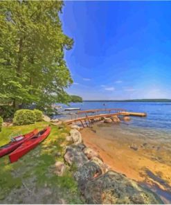 Kayaks By Sebago Lake Maine Paint By Numbers