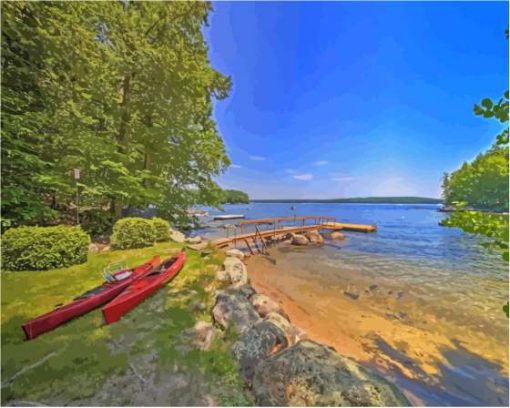 Kayaks By Sebago Lake Maine Paint By Numbers