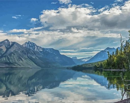 Lake McDonald Landscape Paint By Numbers