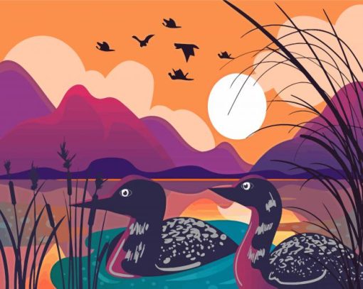 Loons On Lake Paint By Numbers