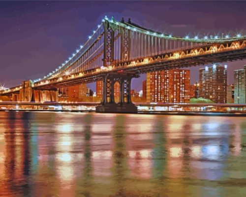 Manhattan Bridge By Night Paint By Numbers