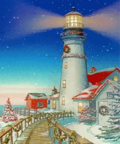 Merry Christmas Lighthouse Paint By Numbers
