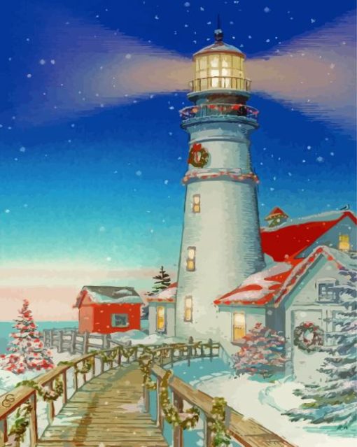 Merry Christmas Lighthouse Paint By Numbers