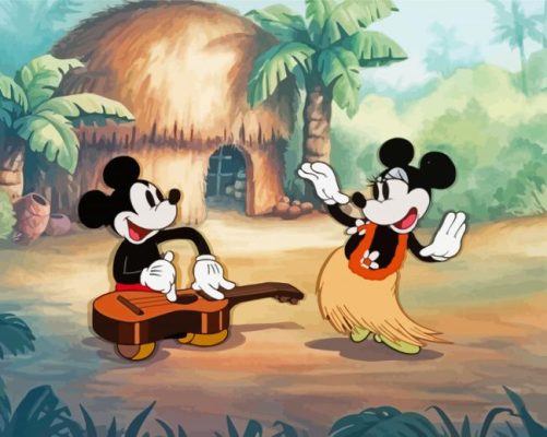 Mickey And Minnie Dancing In Hawaii Paint By Numbers