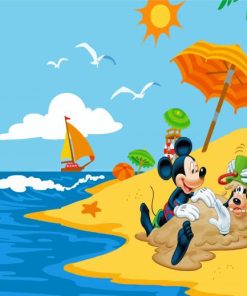 Mickey Enjoying His Summer With Friend Paint By Numbers
