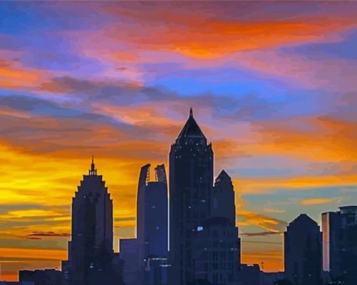 Midtown Atlanta Sunset Paint By Numbers