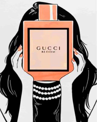 Monochrome Girl Holding Gucci Bloom Perfume Art Paint By Numbers