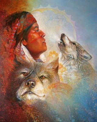 Native Wolf Boy Paint By Numbers